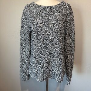 Tommy Hilfiger Black and White Knit Sweater with Red Accent